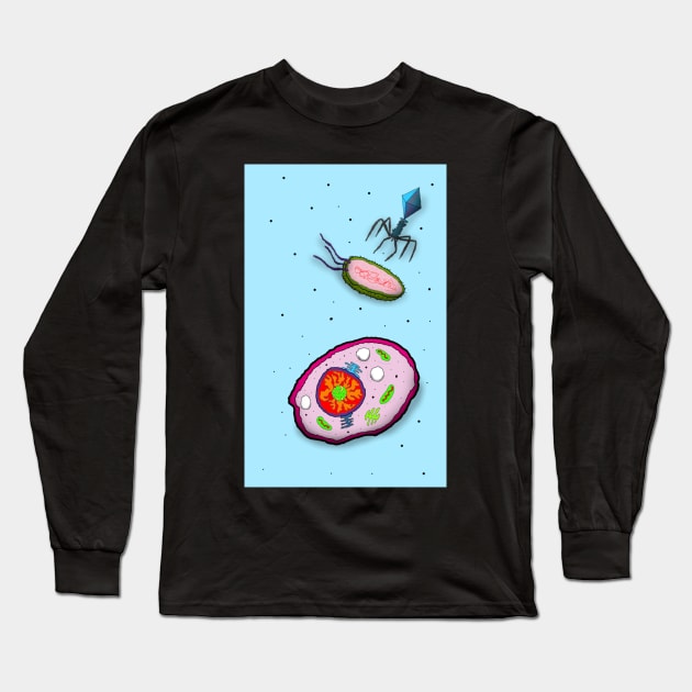 Cells on Blue Long Sleeve T-Shirt by Iria_z